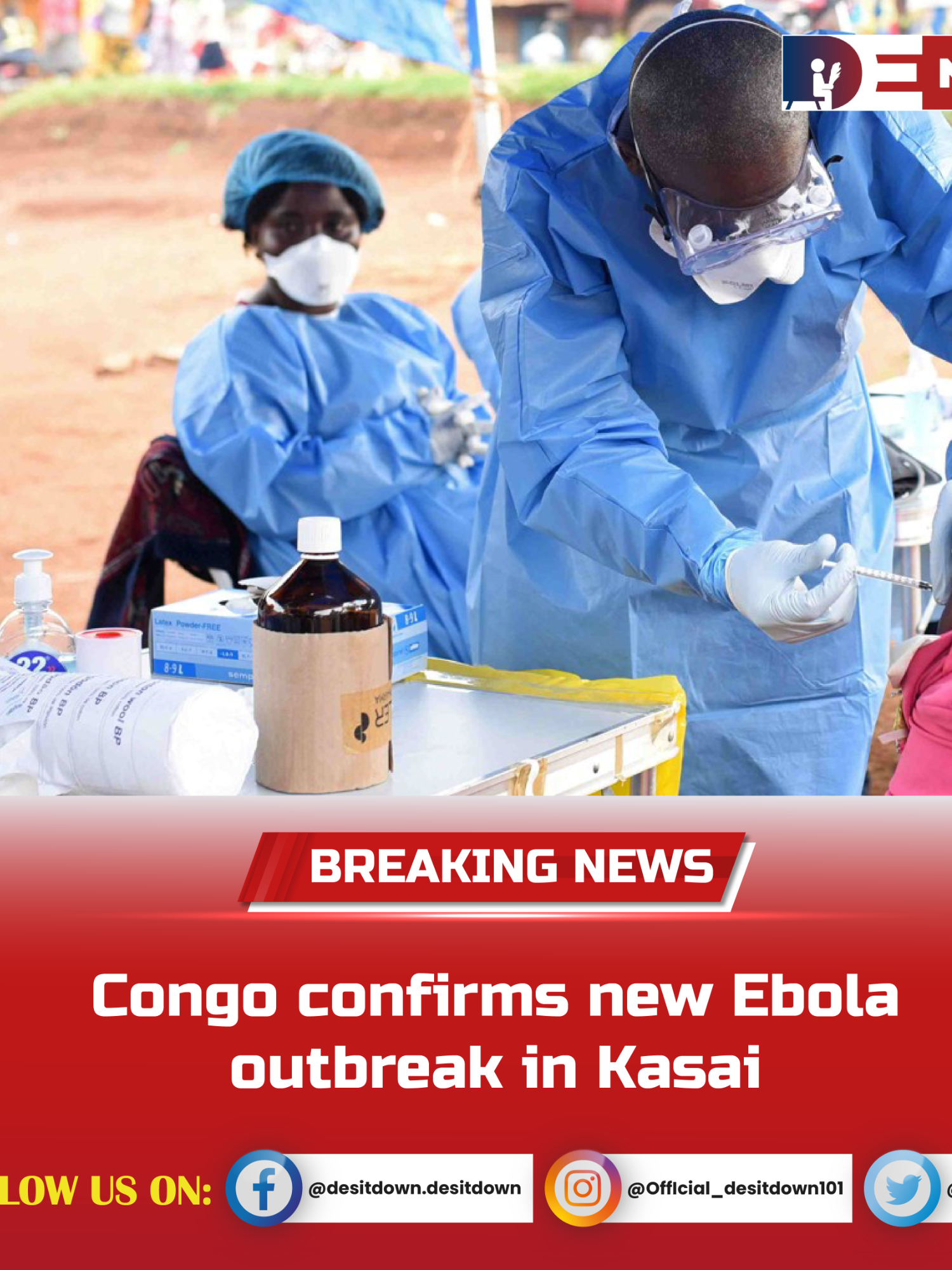 Congo confirms new Ebola outbreak in Kasai Health authorities in the Democratic Republic of the Congo  (DRC) have confirmed a new outbreak of the deadly Ebola virus in Kasai Province, marking the  country’s 16th recorded epidemic since the virus was first identified nearly five decades ago. According to the Ministry of Health, the outbreak began in the Boulapé area of the Bulapé health zone.  The first confirmed case was a 34-year-old pregnant woman who was admitted to a local health center on August 20 with symptoms including hemorrhaging, vomiting, and high  fever. She died five days later. Since then, 28 suspected cases have been identified, including 15 deaths. Alarmingly, four of the deceased were healthcare workers. Laboratory analysis has confirmed that the outbreak involves the Zaire strain of the Ebola virus —the most lethal variant, with a fatality rate currently estimated at over 50 percent in this  outbreak. In response, the DRC government has deployed a national Rapid Response Team to the affected region. The World Health Organization and partner agencies are supporting local health workers with case management, epidemiological surveillance, laboratory testing, and infection  prevention protocols. Additional supplies, including protective equipment and medical  materials, have also been sent to the region. To curb the spread, authorities have begun ring vaccination using the Ervebo Ebola vaccine. A stockpile of 2,000 doses has been allocated for frontline health workers and high-risk contacts  of confirmed cases. The outbreak comes amid persistent challenges in the DRC's public health system, including  fragile infrastructure, low trust in health authorities, and the remote nature of affected communities. Public health experts warn that without swift containment, the virus could spread to neighboring provinces. The government has urged calm and cooperation from residents while intensifying outreach to educate communities on symptoms, prevention, and early reporting. #Desitdown #news #Congo #confirms  #newEbola #outbreak #Kasai