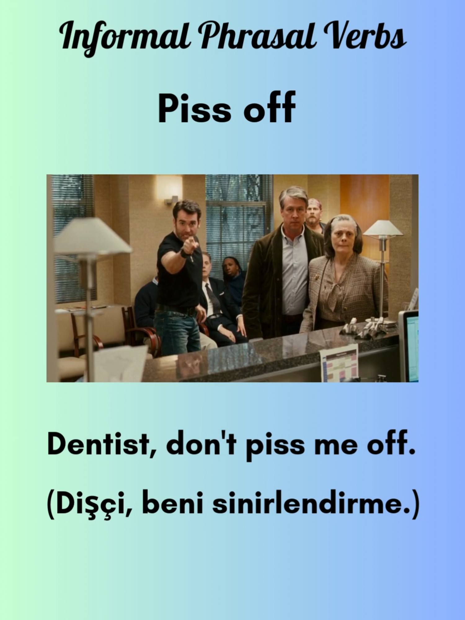 Sinirlenince nasıl patlarsın? İngilizce’de ‘piss off’! İngilizce’de “piss off” demek, birini sinirlendirmek anlamına gelir. Ama dikkat: Bu ifade informal ve biraz serttir. Sözlükte bulamazsın, gerçek hayatta öğrenirsin. Videodaki sahnede nasıl kullanıldığını izleyin 👇 #İngilizceÖğren #konuşulaningilizce  #Sokakingilizcesi #pissoff