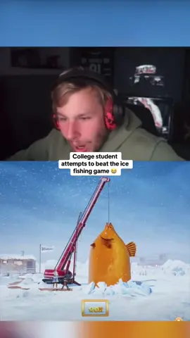 College student attempts to beat the ice fishing game 😭 #kickstreaming