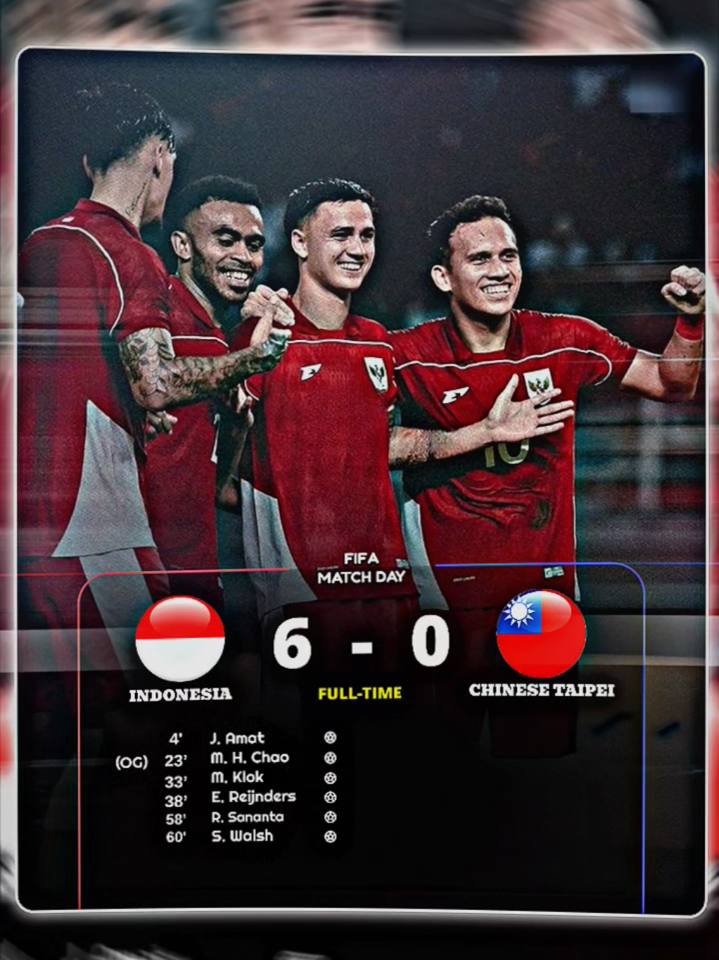 What a game🤯, King Indo berhasil libas Chinese Taipei dengan skor telak 6-0🇮🇩🔥🔥 #timnasindonesia #kitagaruda #bersamagaruda #garudamendunia #fifamatchday #foryoupage #4you #fyp #pesonatimnas🦅 