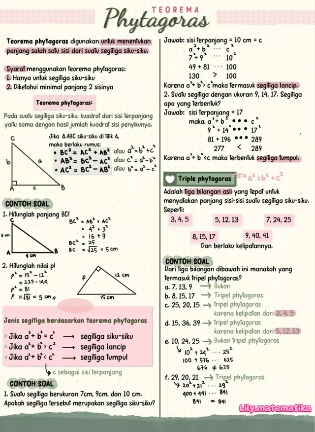 🩷💚 #phytagoras #catatanmatematika #digitalnotes #smpstory🌻 #matematika 