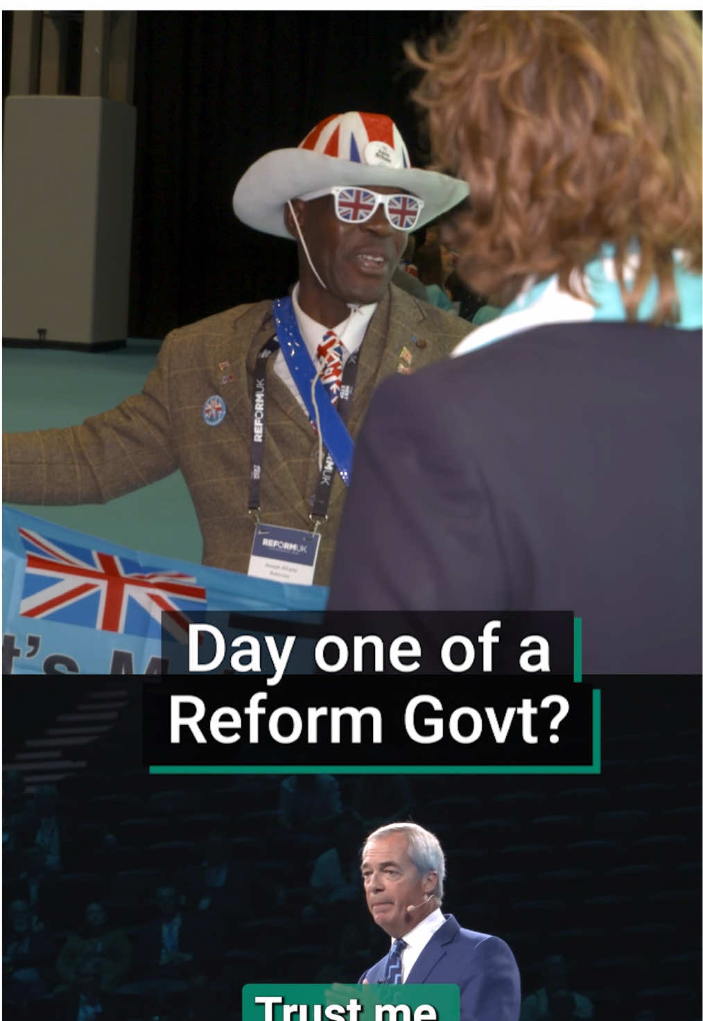 What would these people at Reform conference like to see Nigel Farage doing on day one as PM? #reformuk #nigelfarage #ukpolitics #fyp 