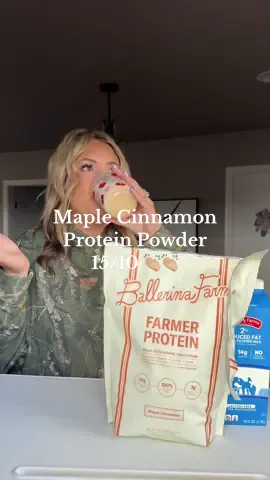 This @Ballerina Farm protein is unbelievably good - I ordered the Maple Cinnamon flavor when it was finally back in stock and it’s absolutely like a sweet treat. No weird after taste or chalkiness.  I will be repurchasing and trying other flavors! Highly recommend! #protein #proteinpowder #colostrum #yummy #fyp 