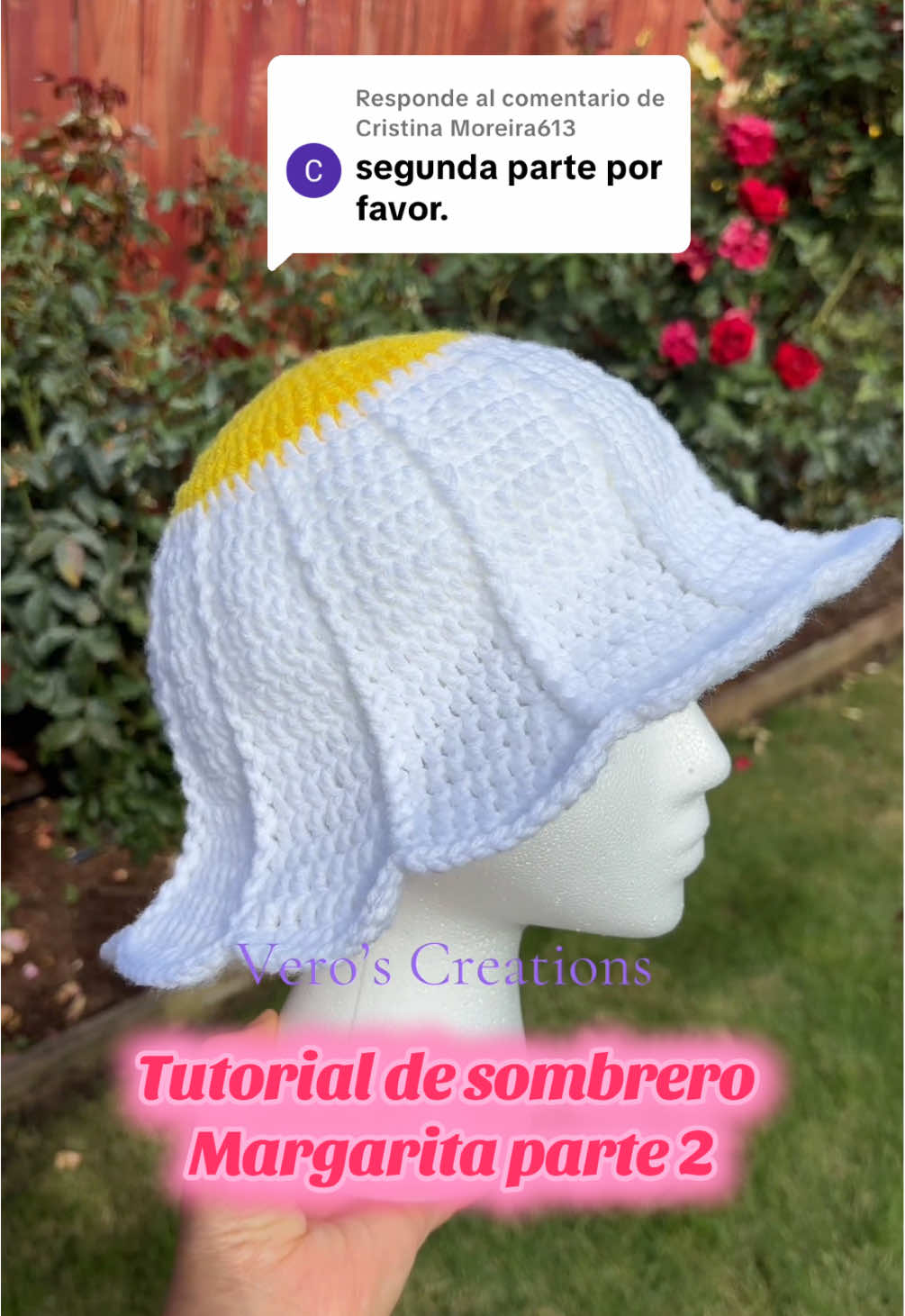 Respuesta a @Cristina Moreira613 Tutoríal de sombrero Margarita parte 2. #tutorialdesombreromargarita #crochettutorial #hattutorial 