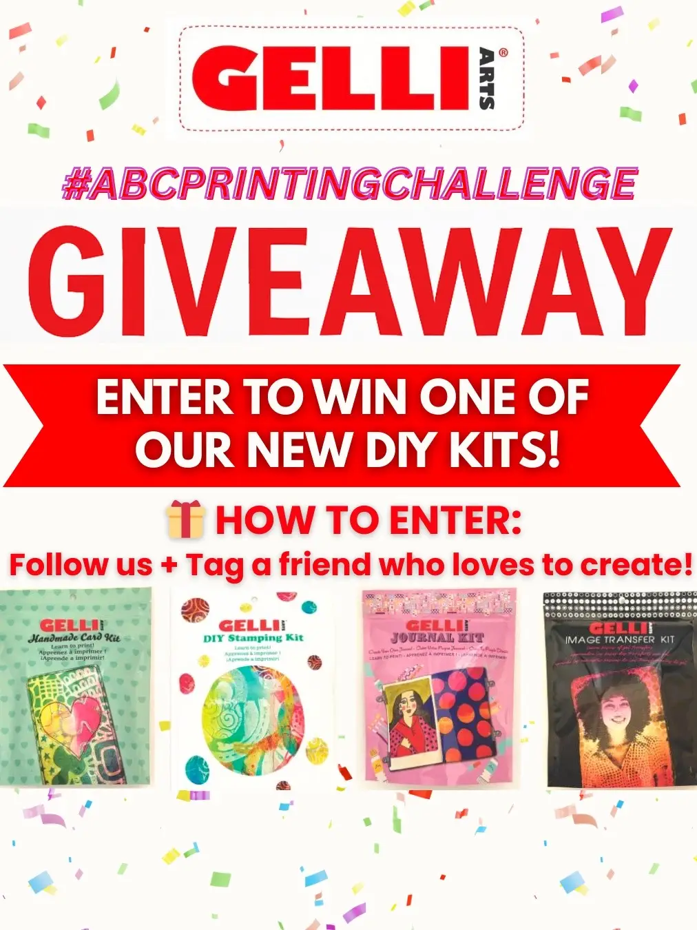 To celebrate our #ABCPrintingChallenge, we’re giving away one of the NEW Gelli Arts® DIY Kits 🎨-perfect for beginners or experienced printers who want all the supplies & instructions in one place! 🎁 What you’ll win: Choose a DIY Kit ⬇️ 💌 Handmade Card Kit 🟡 DIY Stamping Kit 📓 Journal Kit 📸 Image Transfer Kit ✨ How to enter: 1️⃣ Follow us @gelliarts 2️⃣ Tag an artsy friend in the comments! 🌟 Bonus entry: Share this post to your story + tag us for an extra chance to win! 👉 This giveaway is part of our month-long ABC Printing Challenge-a daily creative challenge with fun prompts to inspire your printing. Swipe through this post to see the prompts and join in!  🗓 Entries close September 15, 2025. Winner will be randomly selected and contacted directly by our official account. ⚠️ Reminder: We’ll never ask for payment or financial info. Please report impersonators! No purchase necessary. Void where prohibited. Not affiliated with or endorsed by TikTok.  Shipping info required for prize delivery. ©2025 Gelli Arts®, LLC | Philadelphia, PA