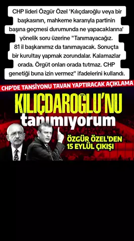 CHP lideri Özgür Özel 'Kılıçdaroğlu veya bir başkasının, mahkeme kararıyla partinin başına geçmesi durumunda ne yapacaklarına' yönelik soru üzerine 