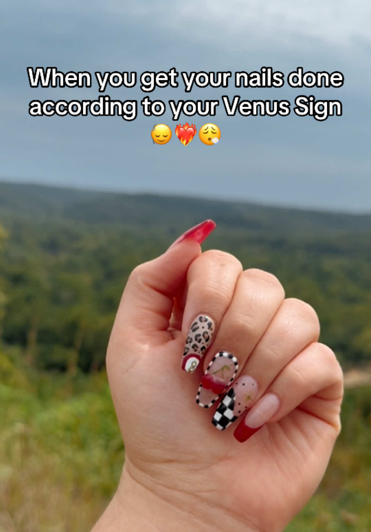 If Aries Venus was a nail set ❤️‍🔥🤪👏🏼 HUGE s/o to my nail tech @Leanza Pritchett  #fyp #astrologytiktok #nails #venussign #ariesvenus 