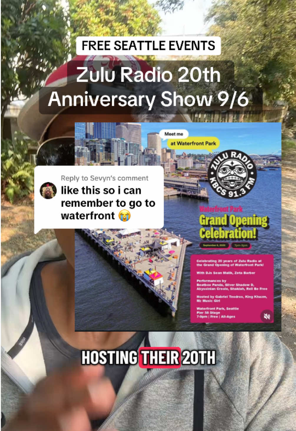 Replying to @Sevyn  🎶 Yo Seattle! Zulu Radio is turning 20 🎉 and they’re celebrating at the Waterfront Park Grand Opening! 📅 Saturday, Sept 6 🕖 7–9 PM 📍 Pier 58 Stage 🎤 Performances by Beatbox Panda, Silver Shadow D, Abyssinian Creole, Shakiah, Rell Be Free + more 🎧 DJ sets from Sean Malik & Zeta Barber 🎙 Hosted by Gabriel Teodros, King Khazm & Mz Music Girl ✨ Free • All-ages • Outdoors on the waterfront! #seattleevents #SeattleThingsToDo #seattleactivities #seattlewaterfront #creatorsearchinsights 