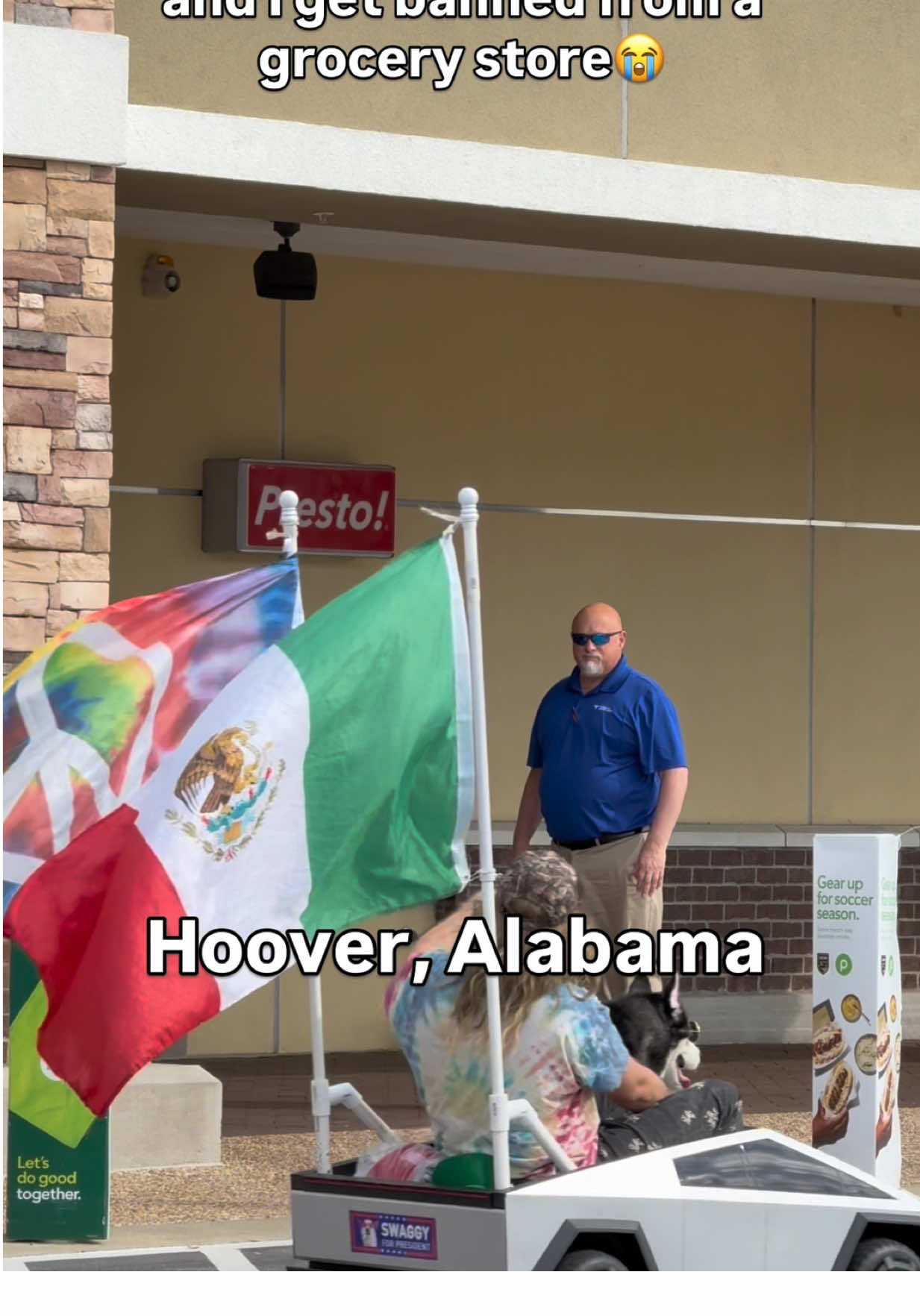 FIRST DAY IN ALABAMA AND I ALREADY GOT BANNED FROM A GROCERY STORE 😳😳 #alabama #birmingham #police #mexico #tesla 