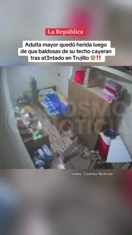 Una adulta mayor con balón de oxigeno quedó con heridas leves despues de que baldosas de su techo cayeran tras  at3ntado con expl0sivos en Trujillo. #larepublica #trujillo #anciana #adultomayor #indignante #lalibertad #noticiasperu #peru 