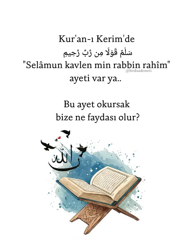 🤍 Allah'ım  Bu ayeti kalplerimize nur, gönüllerimize huzur, bedenlerimize şifa kıl. Bizi selâm yurdu cennetine eriştir. (Âmin)