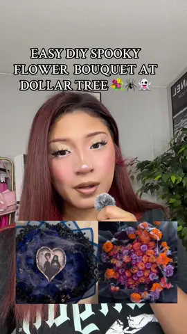 Cute and easy diy anyone can recreate🥹❤️❤️ #shopping #DIY #flowers #flowerarrangement #dollartreefinds #dollartreediy #nikkiiduhh #halloween #LanguageLearning #🖤🪬