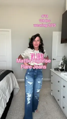 Mattie High Rise Flare Jeans #flarejeans #distressedjeans #widelegjeans 