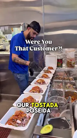 Could you finish all seven tostadas poseidas?! Come on down a give it a shot!, M4V Family‼️🔥🦀🦐 #mariscos #fyp #losangeles #boyleheights #food 
