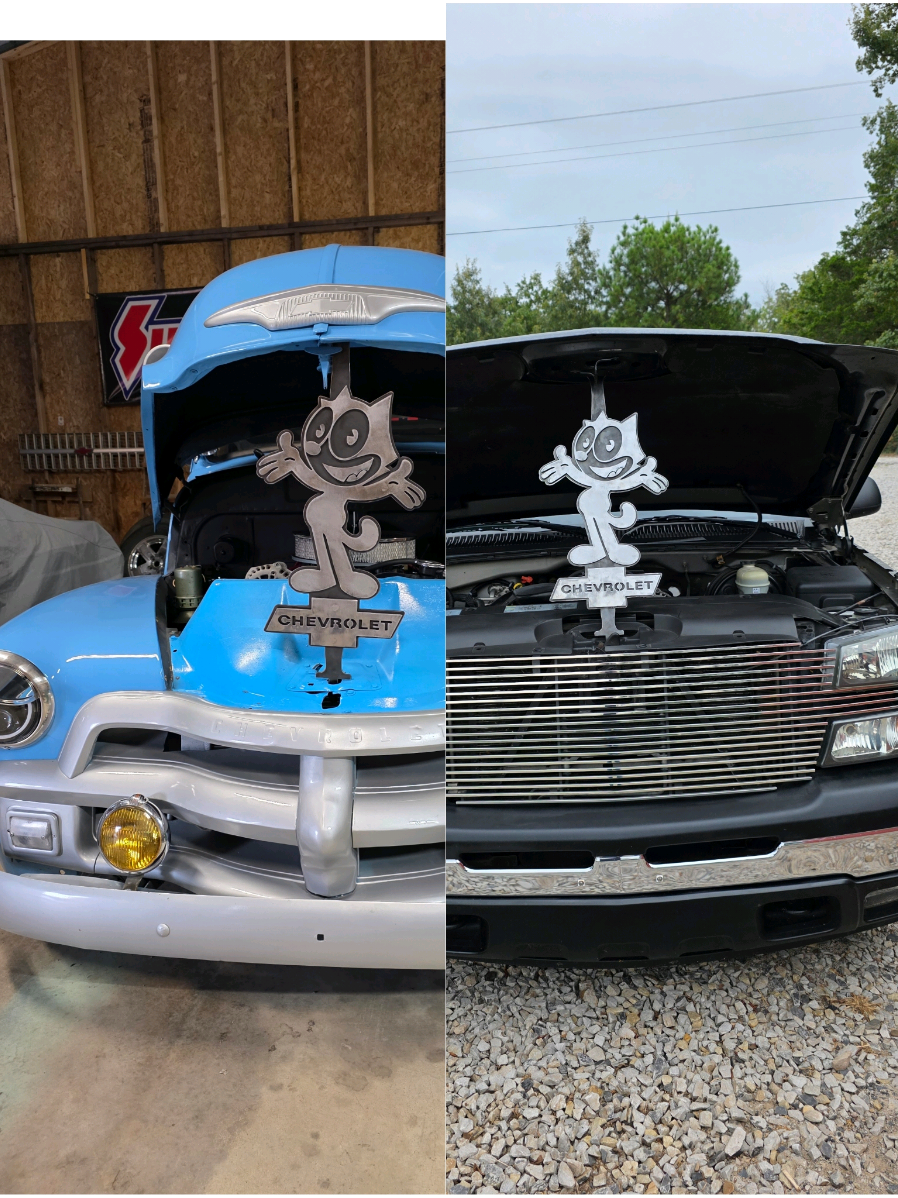 Got my hood prop done thanks to Sketchys Fabrication !  #sketchysfabrication  #felixthecat ##carpeople 