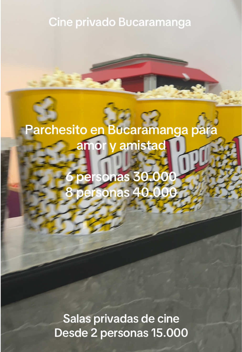 ¡Ven con tus amigos a celebrar amor y amistad! Salas de proyección de películas privadas para 2, 4, 6 y 8 personas en Bucaramanga  15.000 dos personas  20.000 dos personas (sala con asientos reclinables) 20.000 cuatro personas  30.000 seis personas  40.000 ocho personas  #cinema #cine #cineprivado #popcorn #colombia🇨🇴    