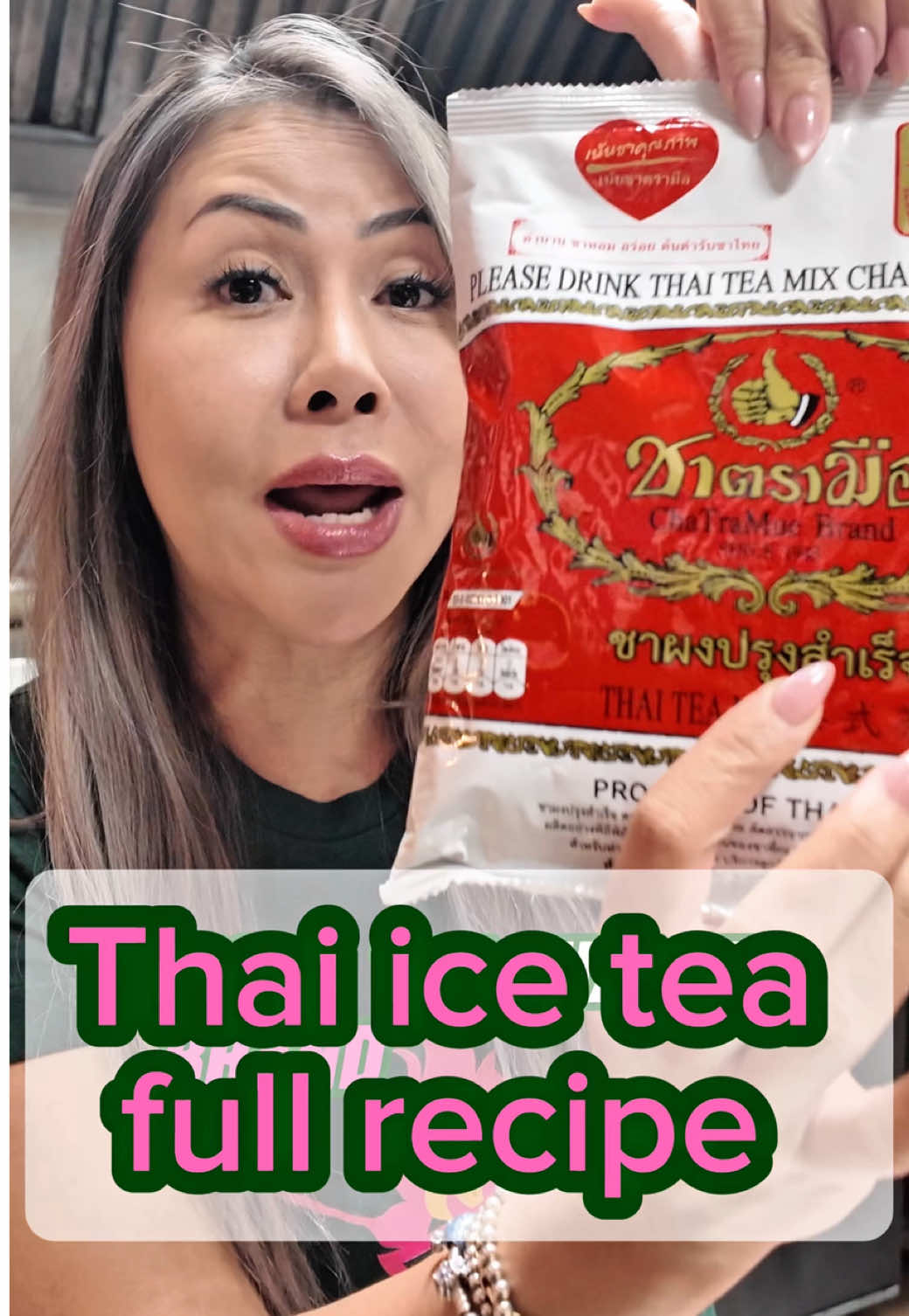 🙏 Here it is, as promised — Chef Mo’s Official Thai Iced Tea Recipe! 🧋 🔥 You asked. I delivered. Here’s the iconic Thai iced tea, straight from my kitchen to yours! Here’s the recipe (5 glasses) — don’t forget to save this: 🍂 100 g ChaTraMue Thai Tea leaves 💧 2 L water 🍬 170 g sugar (¾ cup) 🥛 200 g Coffee-mate powder (1 ½ cups) 🥫 150 ml condensed milk (⅓ can) 🧊 Ice, lots of it! 🥥 Dairy-free swap: 200 ml coconut milk + 100 ml coconut water instead of Coffee-mate + condensed milk. ⚡ Chef Mo tricks: Brew strong, stir sugar + condensed milk while hot, and always pour over a mountain of ice for that perfect swirl. Equipment: 	•	Large pot (3 L) 	•	Strainer / tea sock 	•	Mixing bowl or pitcher 	•	Whisk / long spoon 	•	Tall glass for serving Steps: Boil the water, add the tea, Turn off the heat and steep for 10 minutes, then strain. While it’s still hot, mix in sugar and condensed milk, stir, then add Coffee‑mate. Pour over ice, drizzle a little extra condensed milk for that signature swirl, and enjoy! ⸻ 💬 Now it’s your turn! Which drink should I make LIVE next? ☕ Thai Iced Coffee (oliang, bold & strong) 🍋 Thai Lemon Iced Tea (refreshing + zesty) 👉 Comment your vote — the winner = next recipe LIVE! 👉 Save this post so you never lose the recipe. 👉 Tag a tea-lover friend so they can join the fun 🥤 #ChefMoThai #ThaiIcedTea #SalaKitchen #MoreThai #TorontoEats