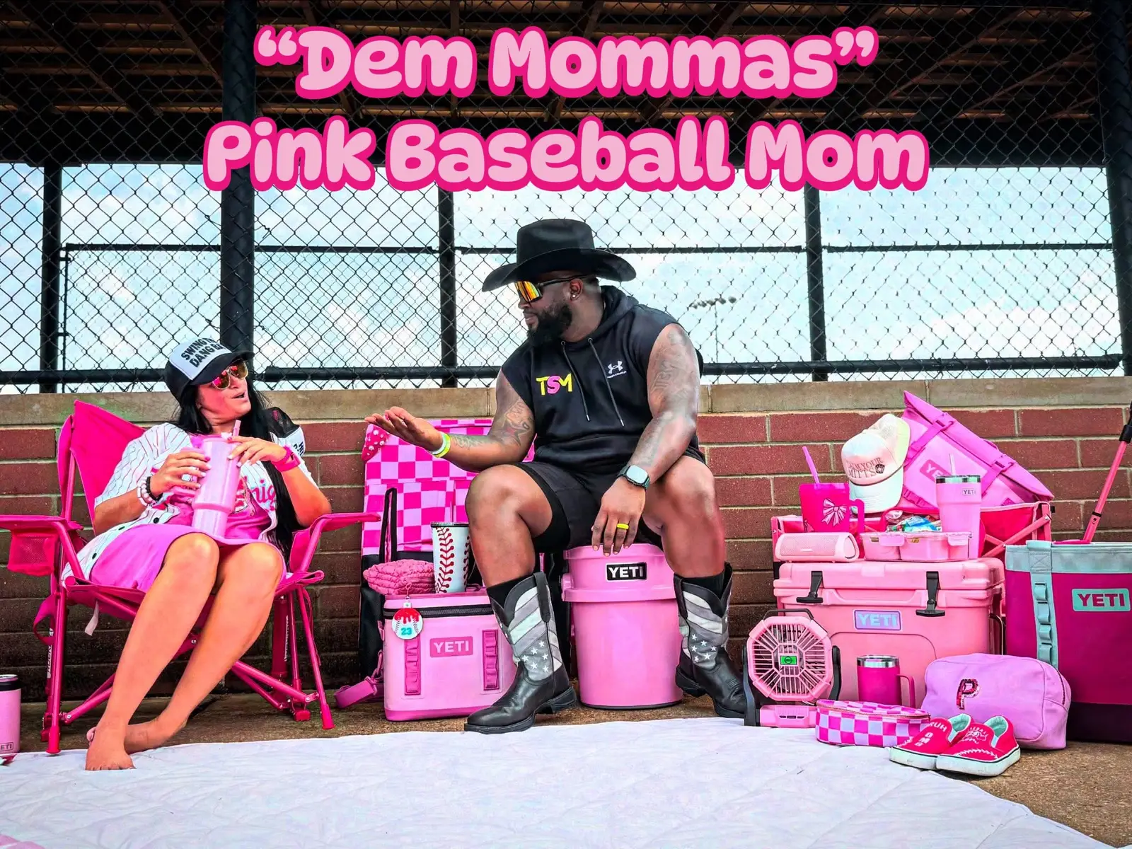 Just your Pink Baseball Momma doing a music video with @cjbeatty44 Ya’ll we watching for this to come out!! Baseball starts tomorrow and that momma is fired up!! Lets GO!! #baseballmom #travelballmom #fallball #sportsmom #thatmom