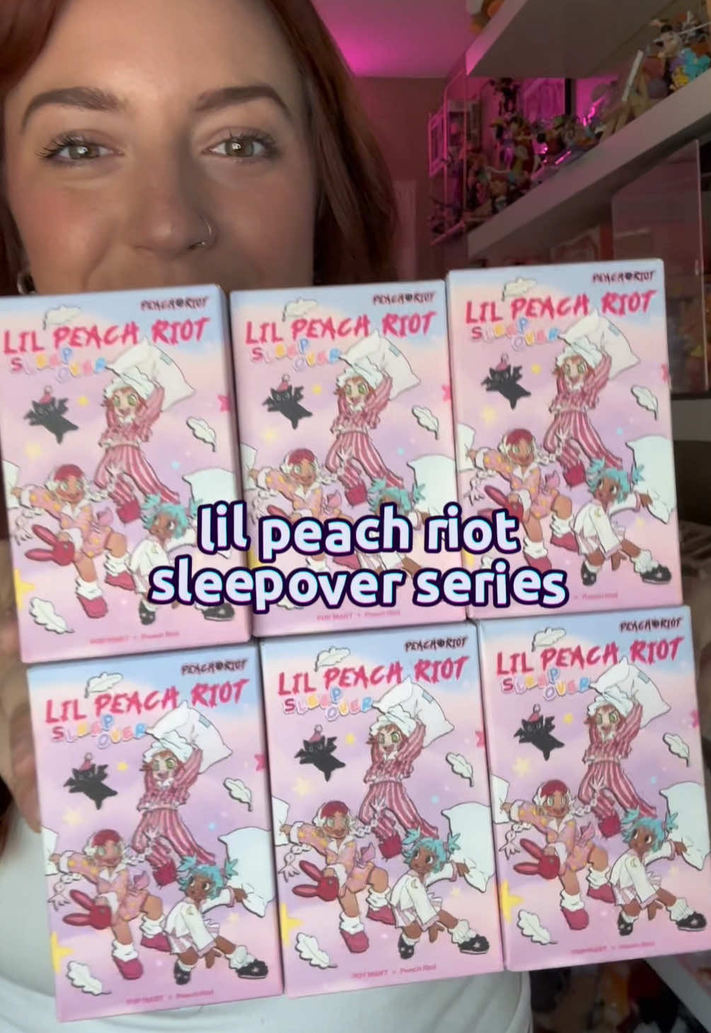 i’m so obsessed with the new @POP MART US lil peach riot sleepover series 🩷✨ as a frankie collector i’m going to need all of them!!  #peachriot #popmartus #lilpeachriot #unboxing #blindbox new pop mart series, pop mart unboxing, lil peach riot sleepover, peach riot pop mart 