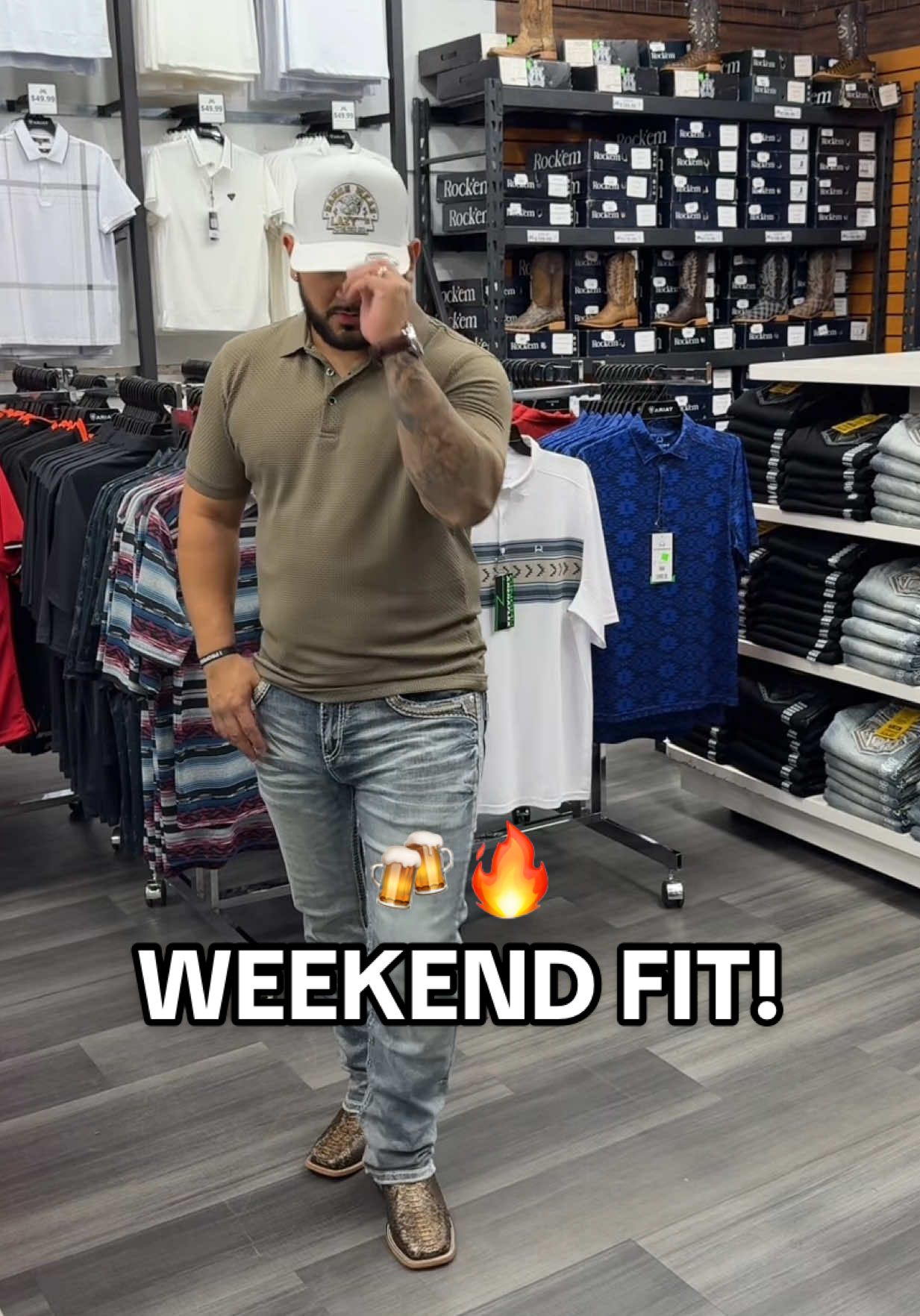 Clean fit to kick off the weekend!🔥🍻#western #newarrivals #westernfashion #poloshirt #outfit 