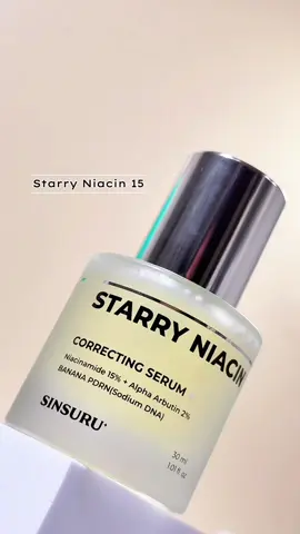 SINSURU Starry Niacin 15 Correcting Serum  𝐊𝐞𝐲 𝐢𝐧𝐠𝐫𝐞𝐝𝐢𝐞𝐧𝐭𝐬  𝐍𝐢𝐚𝐜𝐢𝐧𝐚𝐦𝐢𝐝𝐞 𝟏𝟓%: Reduces acne marks, discoloration, and dullness; balances oil and moisture. 𝐀𝐥𝐩𝐡𝐚 𝐀𝐫𝐛𝐮𝐭𝐢𝐧 𝟐%: Brightens skin and fades dark spots. 𝐁𝐚𝐧𝐚𝐧𝐚 𝐏𝐃𝐑𝐍: Revives tired skin and improves texture. 𝐀𝐫𝐛𝐮𝐭𝐢𝐧: Lightens and evens skin tone. 𝐊𝐨𝐣𝐢𝐜 𝐀𝐜𝐢𝐝: Targets deep-set pigmentation for a radiant look. ✅Fragrance free 𝐓𝐡𝐨𝐮𝐠𝐡𝐭𝐬: The texture is super lightweight, fast-absorbing, and non-sticky. It sinks right in and layers perfectly under makeup or sunscreen  It’s gentle enough for daily use—even on sensitive skin—and it works for both face & body! Now i added this to my dark spot correcting serum collection🙌 If you’re struggling with discoloration, dark spots, or dullness… this is a must-have brightening serum! Gifted @SINSURU 신스루  #pigmentation #darkspots   #fadepigmentation #evenoutskintone #skincare 