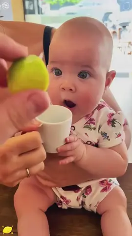 Baby tries lemon 🍋 #interesting #funny #baby #cute #fyp 