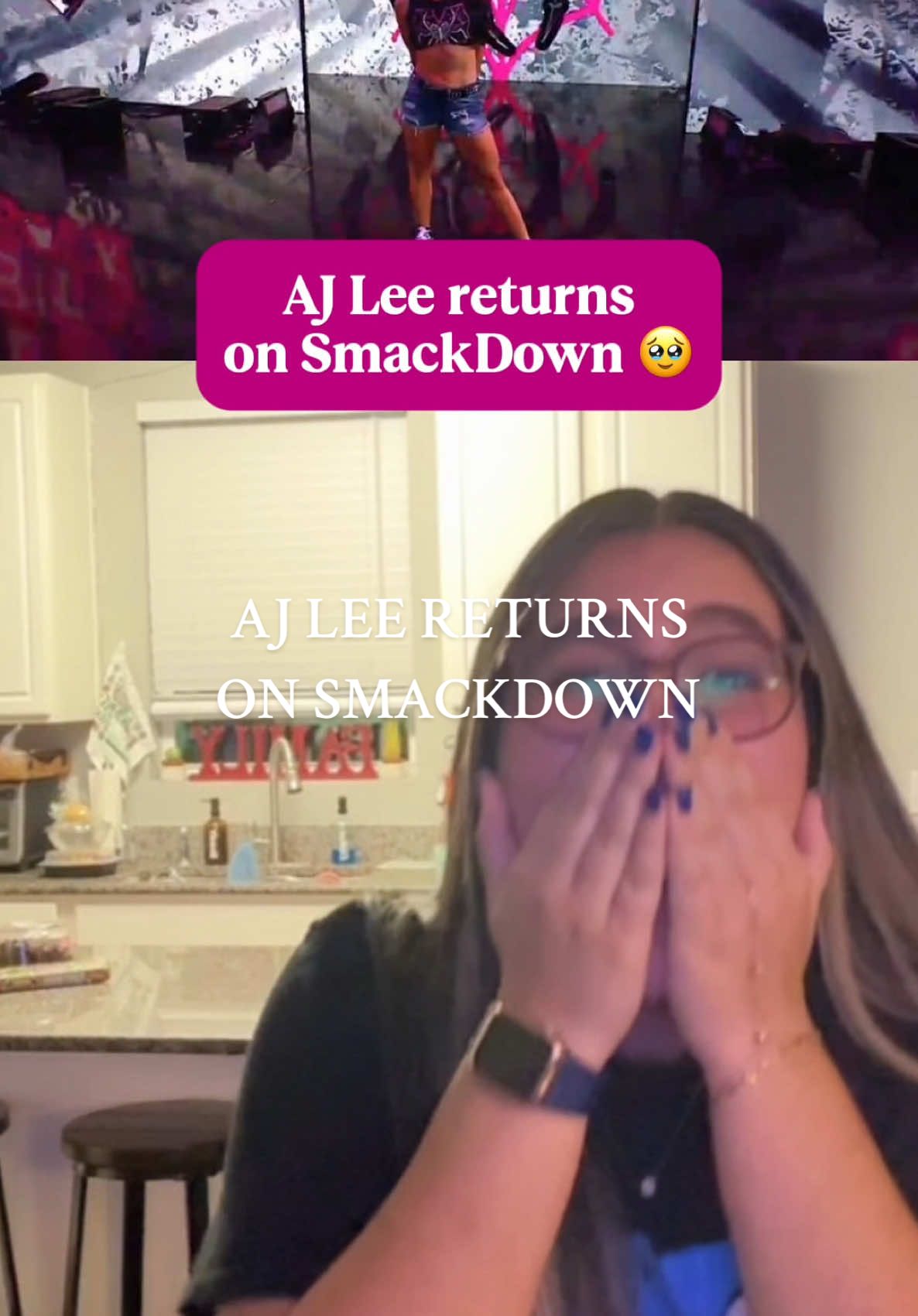 AJ LEE IS BACK!!!🥹😭🩷 Let me know in the comments ⤵️ your reactions! #WWE #ajlee #wwesmackdown #prowrestling @WWE @WWE on NETFLIX 
