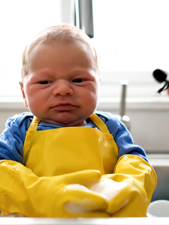 Bebê_Lava_Louça_com_Sarcasmo #funnybaby #googleveo3  #virall #ia