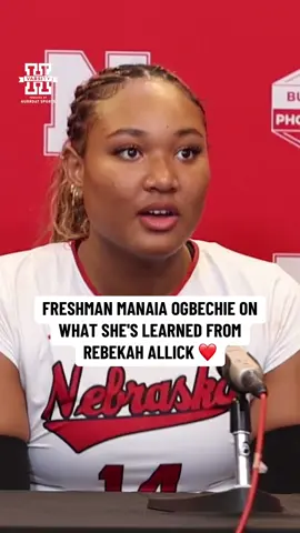 Freshman middle Manaia Ogbechie has leaned on senior Rebekah Allick as a mentor this season.  ❤️ #GBR #Huskers 
