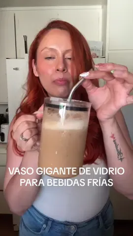 Replying to @Nahanna✨ está bellísimo este vaso gigante para bebidas frías!  #glasscup #largeglasscup #glasstumbler #leakprooftumbler #icedcoffeeglass 