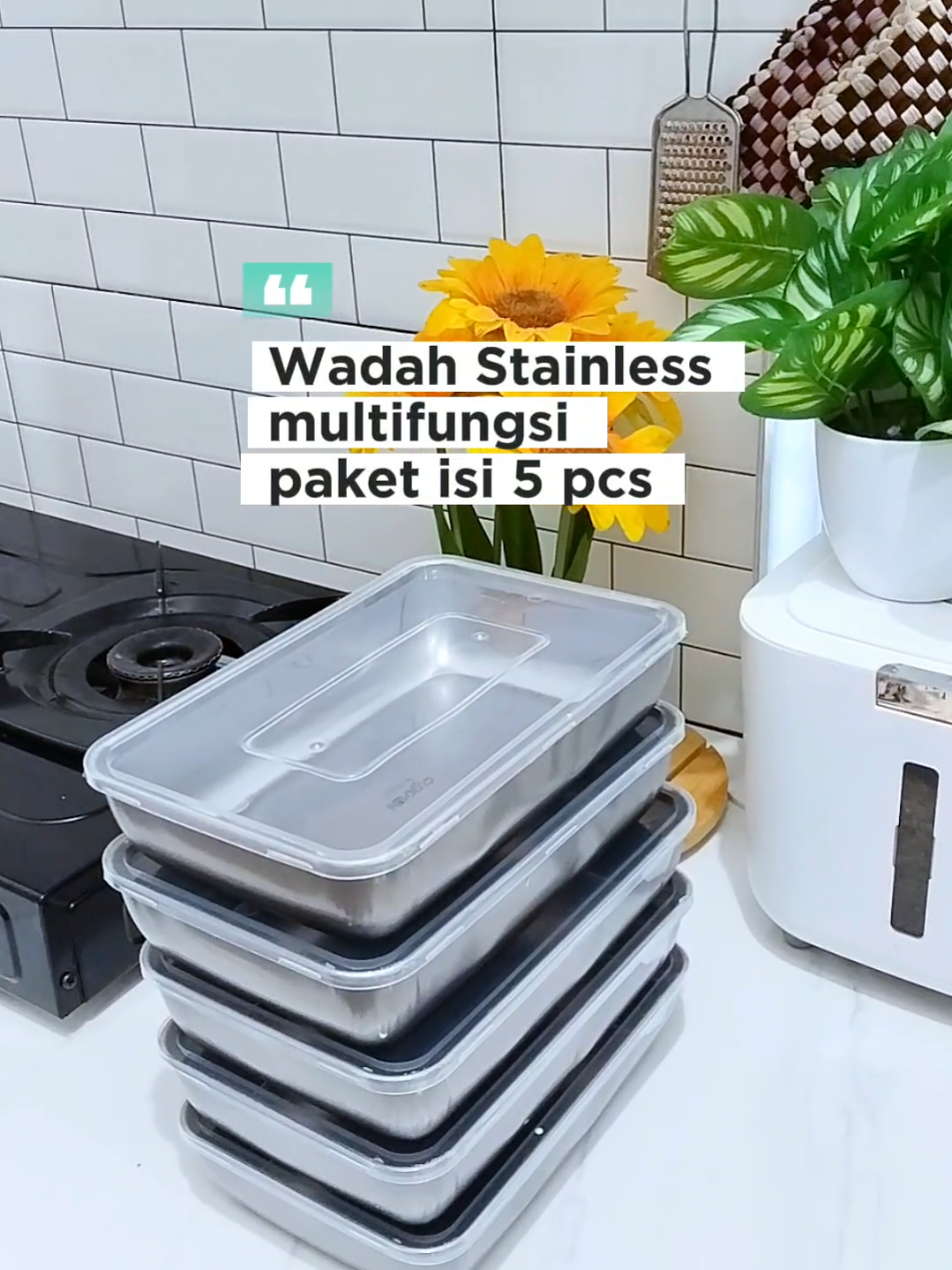 1 set isi 6 pcs plus tutupnya #wadahstainless #bismillahfyp 
