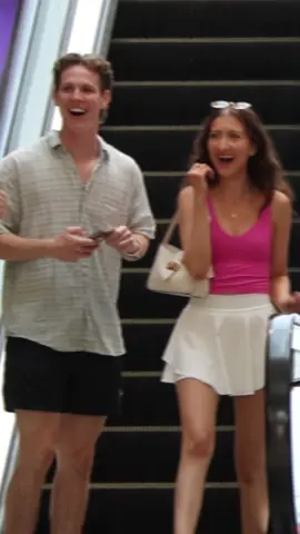 This couple almost broke up after this escalator ride 😂  #LanguageLearning #couplegoals #fy #twins 