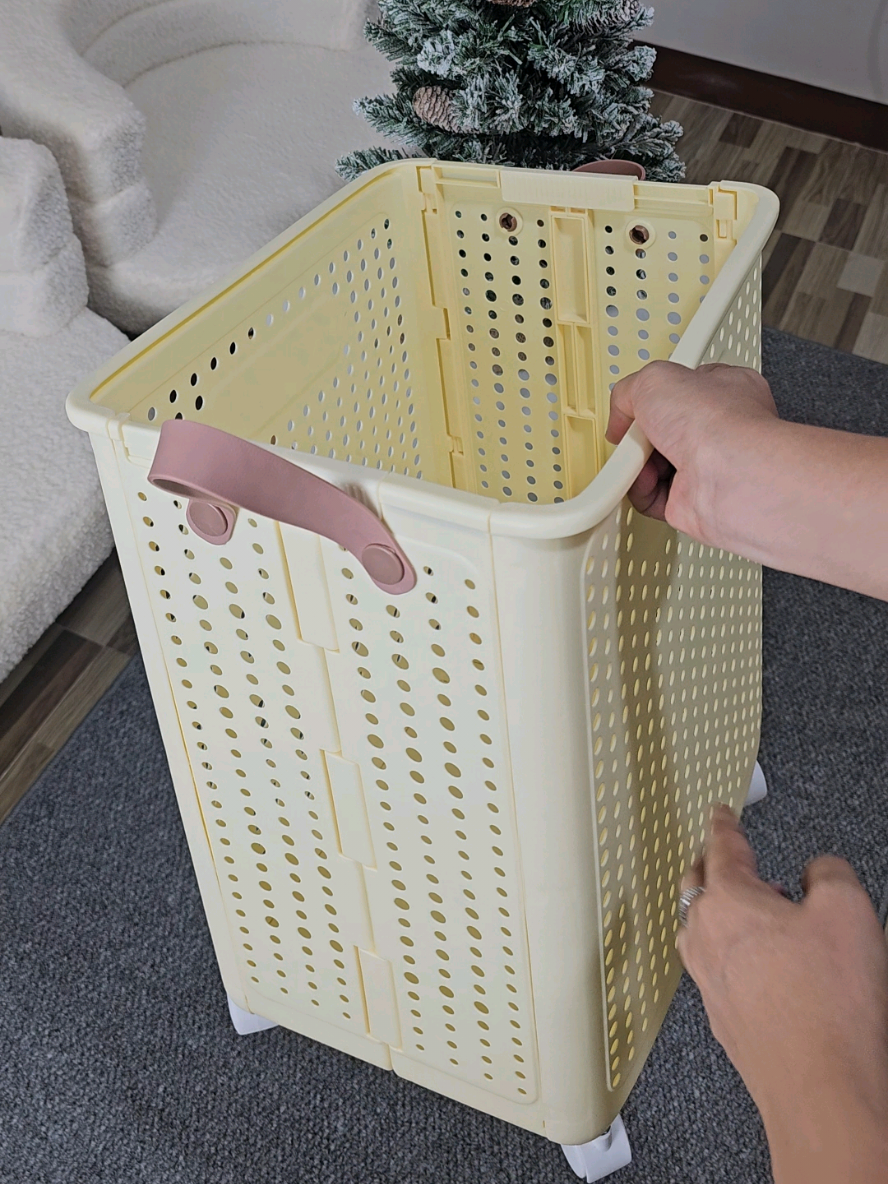 Buy 1  take 1 free LargeFoldable Laundry Hamper-Ceramic White& Cream, Spacious Storage Basket withWheels for Easy lobility, Perfect for DirtyCloth #LaundryHamperDeal #Buy1Take1Promo #FoldableLaundryBasket #SpaceSaverOrganizer #LaundryMadeEasyFoldable laundry hamper Buy 1 take 1 laundry basket Laundry hamper with wheels Spacious storage basket Large laundry organizer Dirty clothes hamper Laundry room essential Ceramic white and cream basket Space saving laundry solution Sundries storage bin