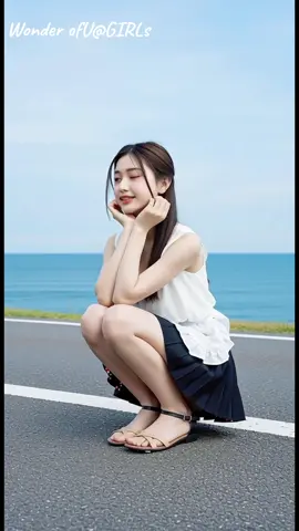 海辺の道路に佇むミニスカ美少女#ai美女 #ai美少女 #aigirl #ミニスカ 
