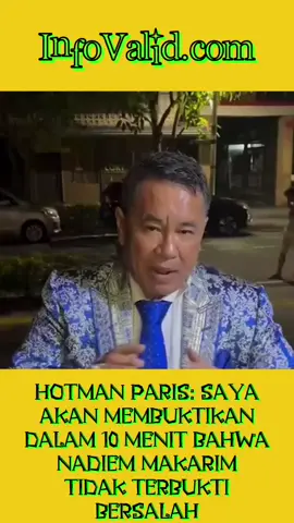 Kuasa Hukum Mantan Mendikbudristek Nadiem Makarim, Hotman Paris menegaskan bahwa kliennya tidak pernah menerima sepeser pun uang dari proyek pengadaan laptop chromebook fi Mendikbudristek. Melalui unggahan di akun Instagram pribadinya, Hotman secara tegas meminta Presiden terpilih Prabowo Subianto untuk turun tangan.  Ia menantang agar perkara ini dibuka terang-teeangan di istana negara. Ia bahkan siap membuktikan dalam waktu singkat bahwa Nadiem Makarim tidak bersalah. #hotmanparis  #mendikbudristek  #presiden  #fyp  #infovalidcom 