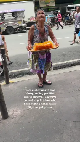 Edited: Since this post blows up and lots of people were asking to raise a fund. My gcash isnt available as of the moment. Please send to my bdo account: 006960236664 or message me for Qr Not Jiro-related but… I just saw her in Divisoria while I was trying to open my GCash because my sister and I were planning to buy Jollibee as pasalubong for home. We ended up staying there for a while since I had to reboot my phone, my GCash wouldn’t open again. While waiting, I saw Nanay, and it broke me… there will always be a soft spot in my heart for grannies. :( We actually bought pastillas to help her out. We also had the chance to talk, and she shared that she’s from Bulacan and had to travel early just to sell. That’s why it’s so frustrating, there are people out there living lavishly, using money their parents stole from the people. I may not be directly affected (at least not always), but it’s valid to feel angry. While there are people struggling, like not being able to work whenever it rains hard because even a little rainfall leads to flooding, corrupt politicians are out there shamelessly enjoying money that isn’t even theirs. #fyppppppppppppppppppppppp #foryoupage #foryoupage #latenightfinds 