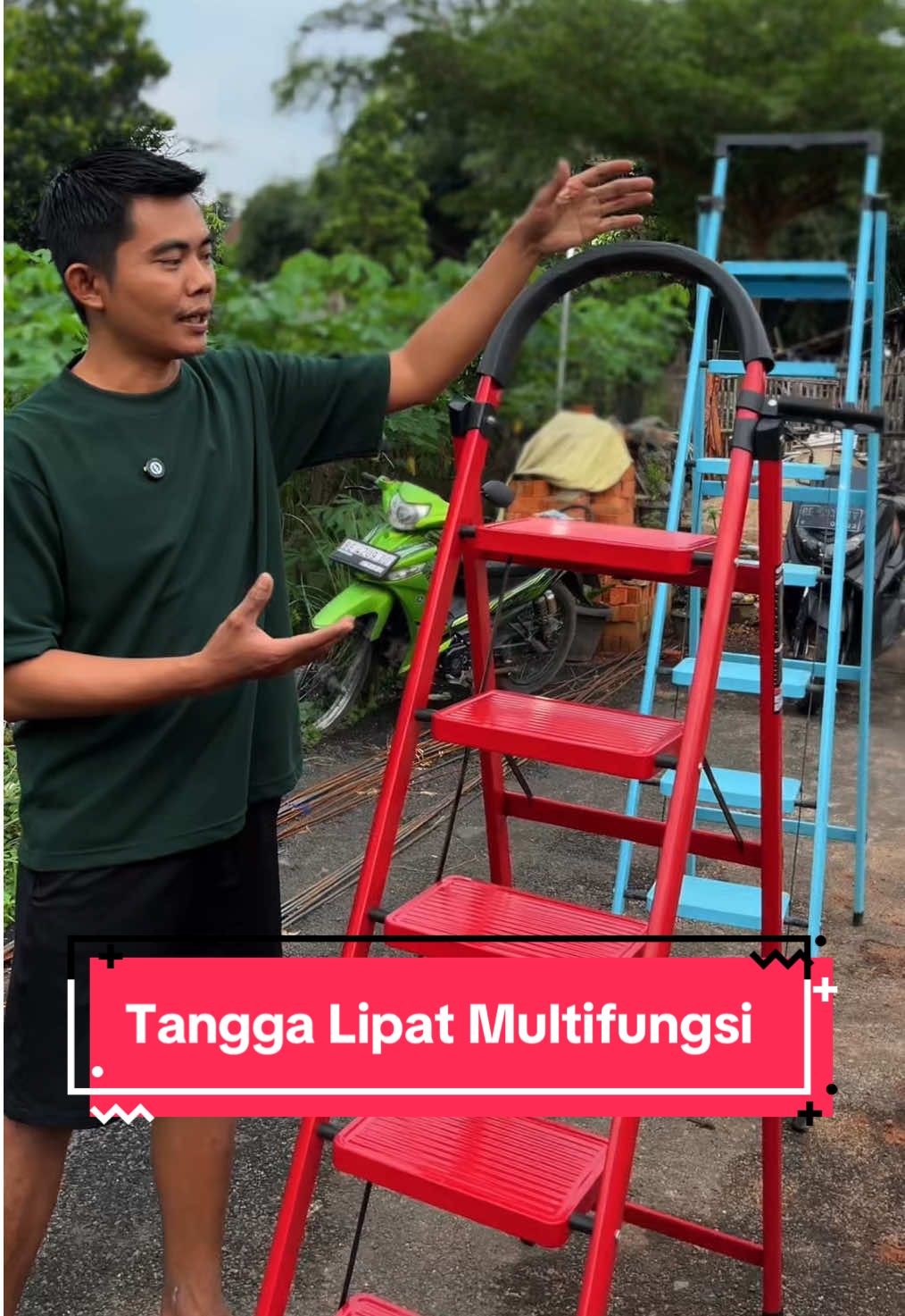 Tangga lipat multifungsi, bahan baja karbon kuat dan kokoh #tanggalipat #tangga #tanggalipatmultifungsi #tanggalipatmurah 