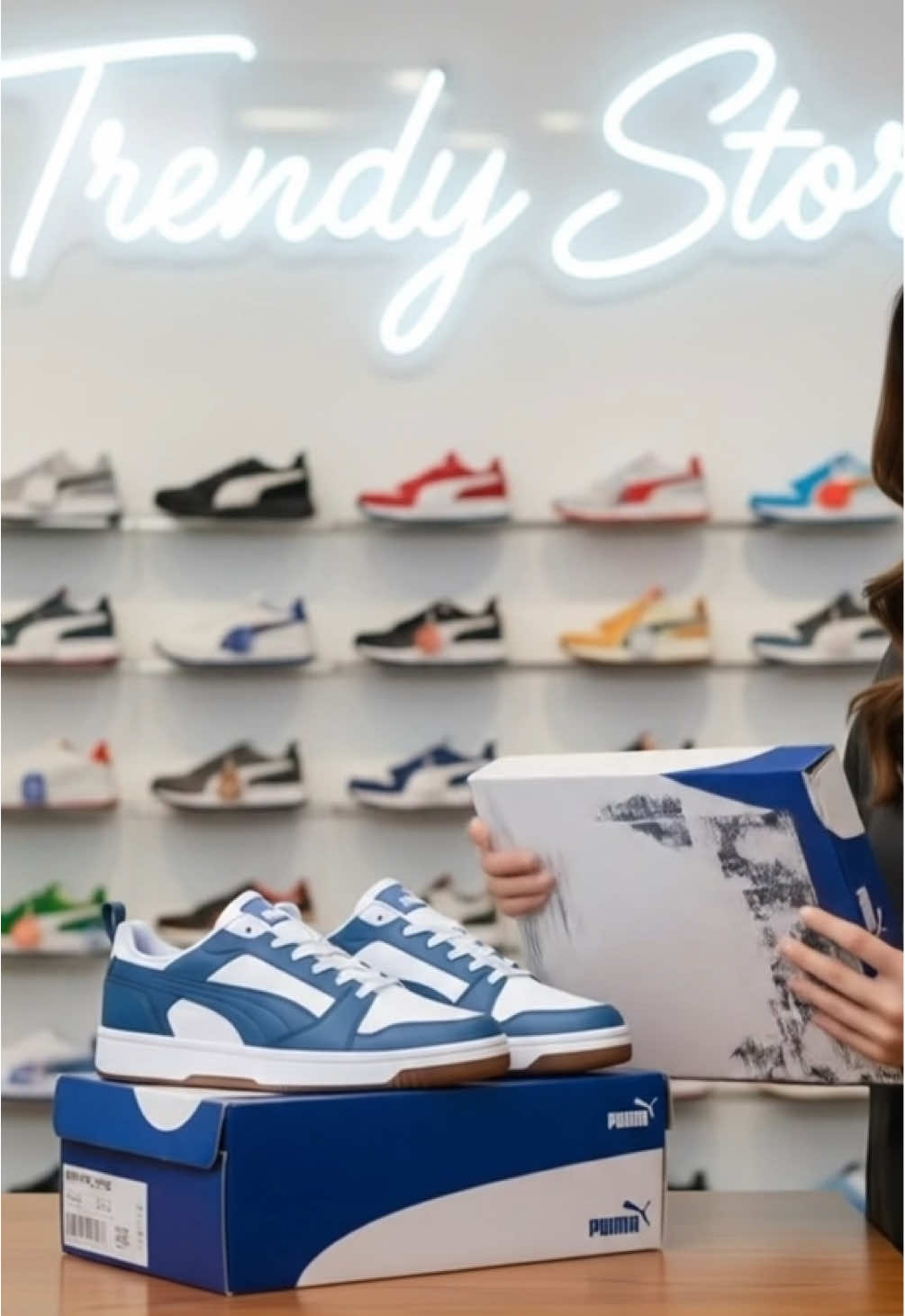 PUMA Sepatu Sneaker Rebound V6 Low White-Indigo-Gum #berandafyp #sneakers #sepatu #puma 