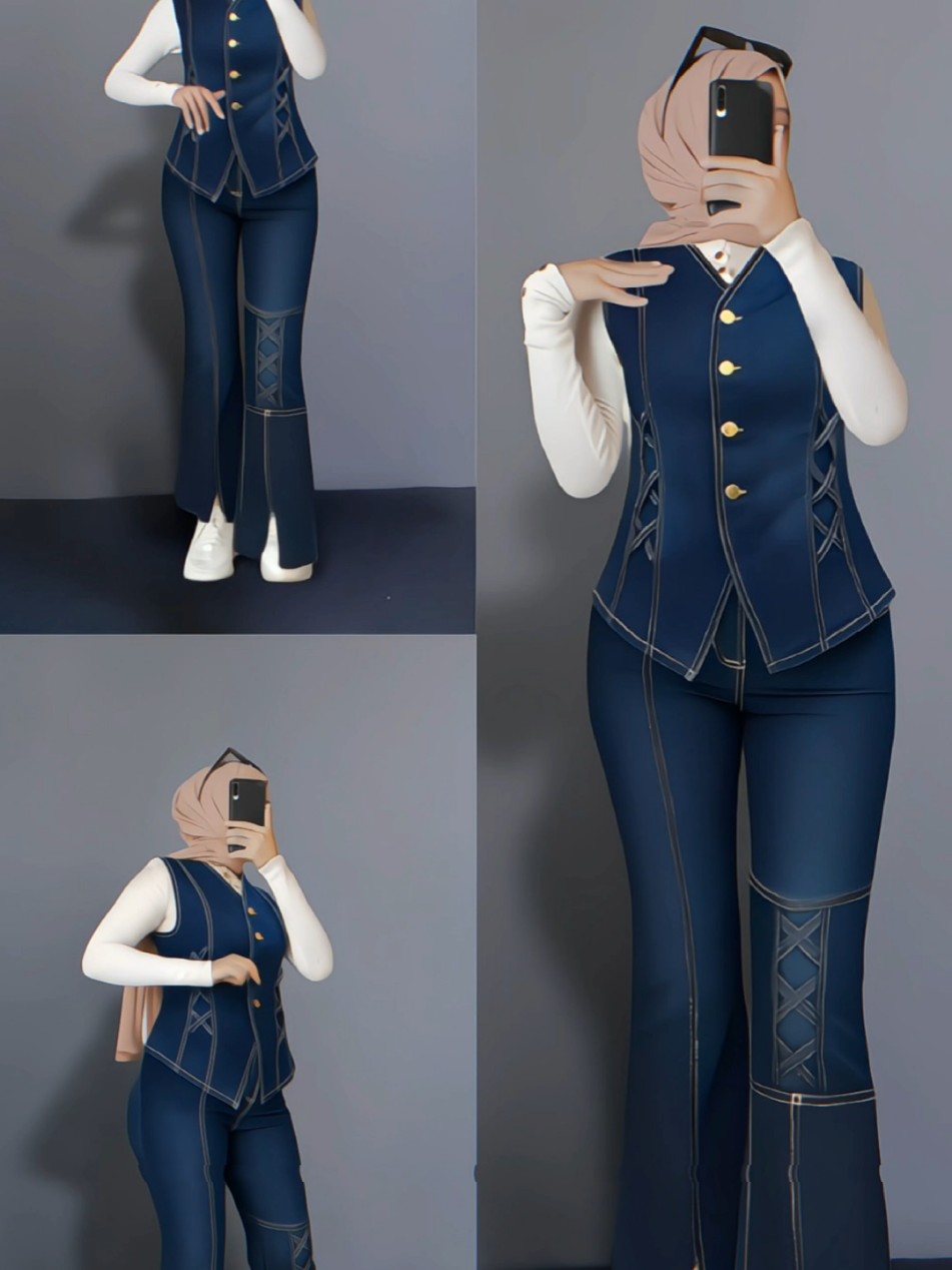 ONESET YUKA cakep bgt 😍#oneset #onesetjeans #roktali #jumpsuitjeans #overalljeans 