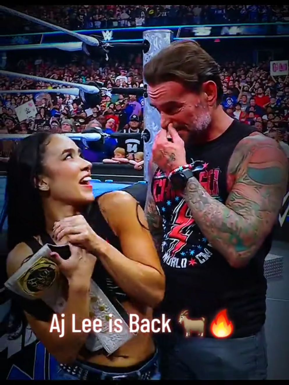 Aj Lee is back  😳🔥 #WWE  #wrestling #viraltiktok #ajlee #cmpunk 