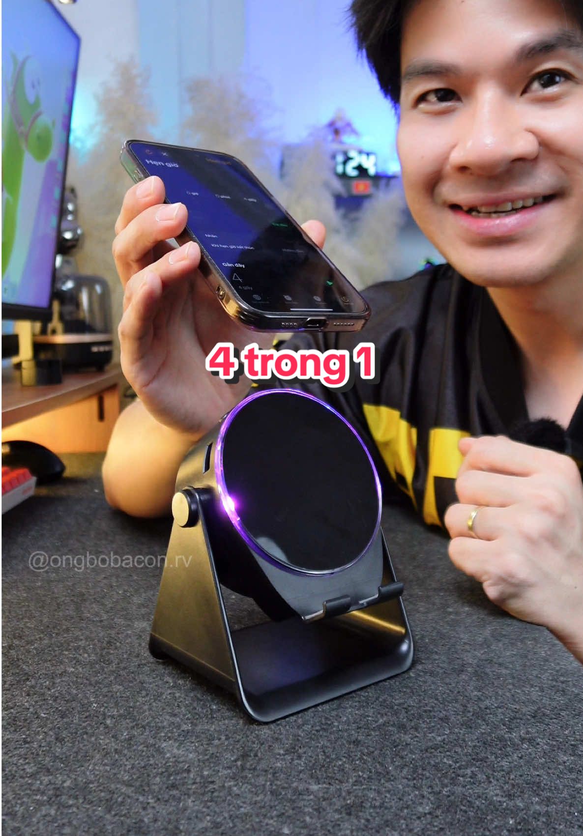 Trả lời @🌺Cá Heo Đi Nắng 🐬 giá đỡ điện thoại kèm loa cảm ứng #ongbobaconreview #LearnOnTikTok 