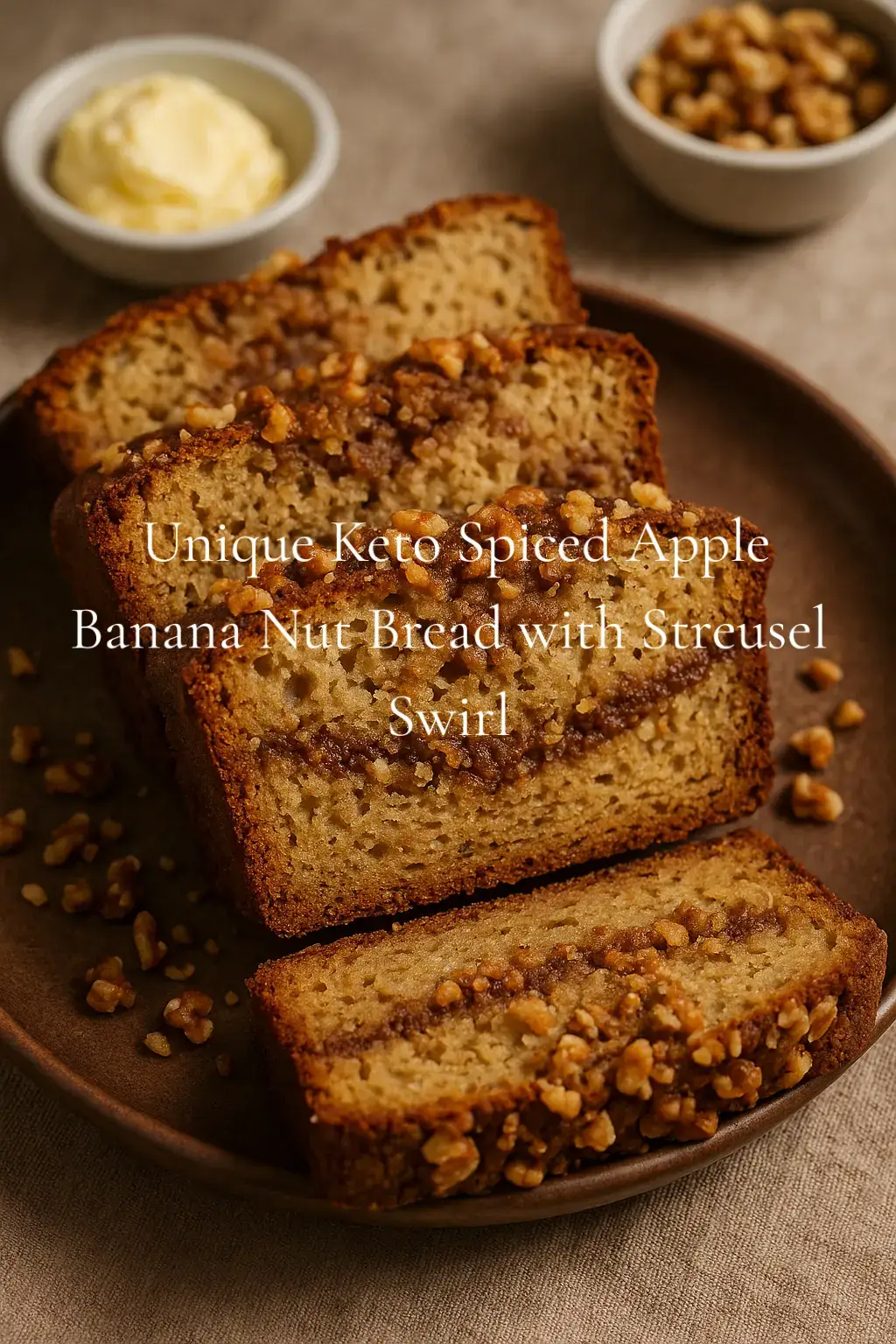 Ingredients (1 loaf – 10 slices) Dry Mix 2 cups almond flour ¼ cup coconut flour 2 tbsp ground flaxseed (for texture & fiber) 1 tsp baking powder ½ tsp baking soda 1 tsp cinnamon ½ tsp nutmeg ¼ tsp ground cloves Pinch of salt Wet Mix 3 large eggs ½ cup unsweetened almond milk ¼ cup butter, melted (or coconut oil) ½ cup allulose or monk fruit blend 1 tsp vanilla extract 1 tsp banana extract ½ tsp apple extract (or 1 tsp apple pie spice syrup, sugar-free) Add-ins ½ cup walnuts or pecans, chopped 2 tbsp unsweetened dried coconut flakes (for chewiness, optional) Streusel Swirl (Unique Twist) 2 tbsp almond flour 2 tbsp chopped nuts 1 tbsp butter, softened 1 tbsp powdered monk fruit/allulose ½ tsp cinnamon --- Instructions 1. Preheat oven to 350°F (175°C). Grease a loaf pan and line with parchment. 2. Mix Dry Ingredients: Whisk almond flour, coconut flour, flaxseed, baking powder, baking soda, spices, and salt. 3. Mix Wet Ingredients: Beat eggs, almond milk, melted butter, sweetener, vanilla, banana extract, and apple extract until smooth. 4. Combine: Fold wet into dry until just combined. Stir in walnuts and coconut flakes. 5. Layer with Streusel Swirl: Pour half the batter into the loaf pan. Sprinkle half the streusel mixture. Add remaining batter, then top with the rest of the streusel. Use a knife to swirl gently for a marbled effect. 6. Bake 45–55 minutes, until golden and a toothpick comes out clean. 7. Cool & Serve: Let cool fully before slicing. Serve with a pat of butter or cream cheese. --- ✨ Why it’s unique: Banana + apple extract → gives the nostalgic bakery flavor without the carbs. Streusel swirl → elevates it into coffee-cake territory. Walnut crunch + coconut flakes → extra depth and texture. Spiced warmly with cloves & nutmeg, not just cinnamon. #KetoCozyBakes   #SpicedBananaAppleBread   #LowCarbFallVibes   #BoujieKetoTreats  #fyp 