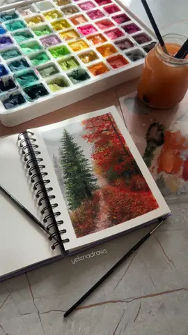 Painting the autumn vibe 🍁🍂 #art#painting#arttok#artideas#gouache