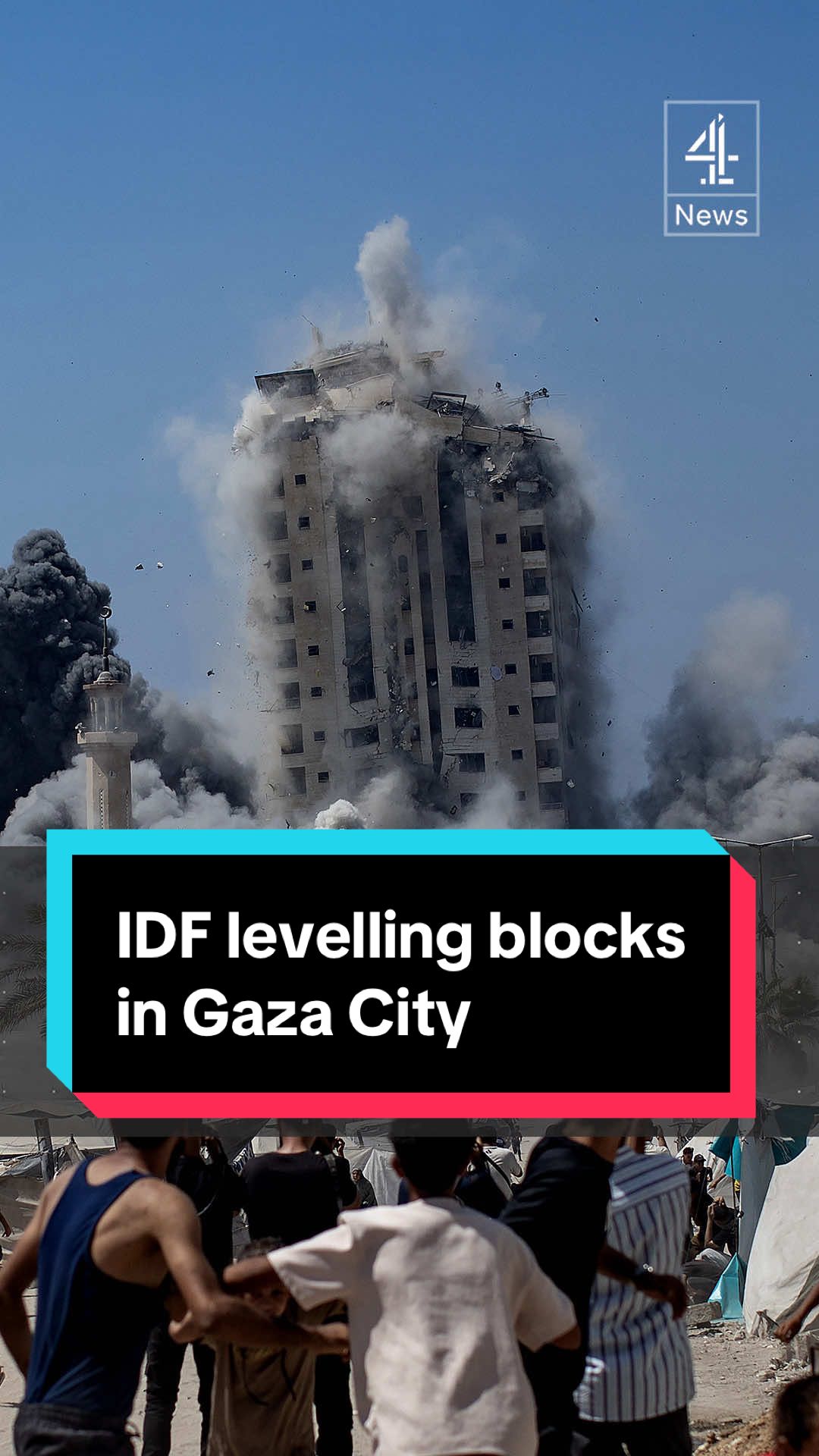 A tower block that had been sheltering displaced families in Gaza City has been razed to the ground by the IDF, with Israel vowing to level more structures they claim are being used by Hamas. Israel's Defence Minister today warned the ‘gates of hell’ were opening in Gaza. Across the enclave, at least 44 people were killed by Israeli fire today. #Gaza #Israel #War #News #C4News 