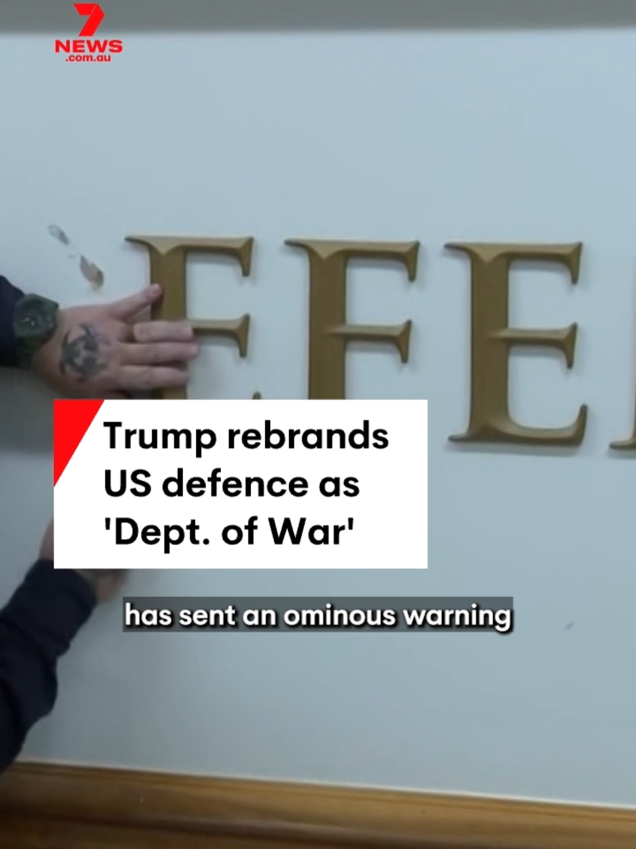 Donald Trump has sent an ominous warning to his adversaries, renaming the Department of Defence, the Department of War. #DepartmentofWar #USA #DonaldTrump #Trump   