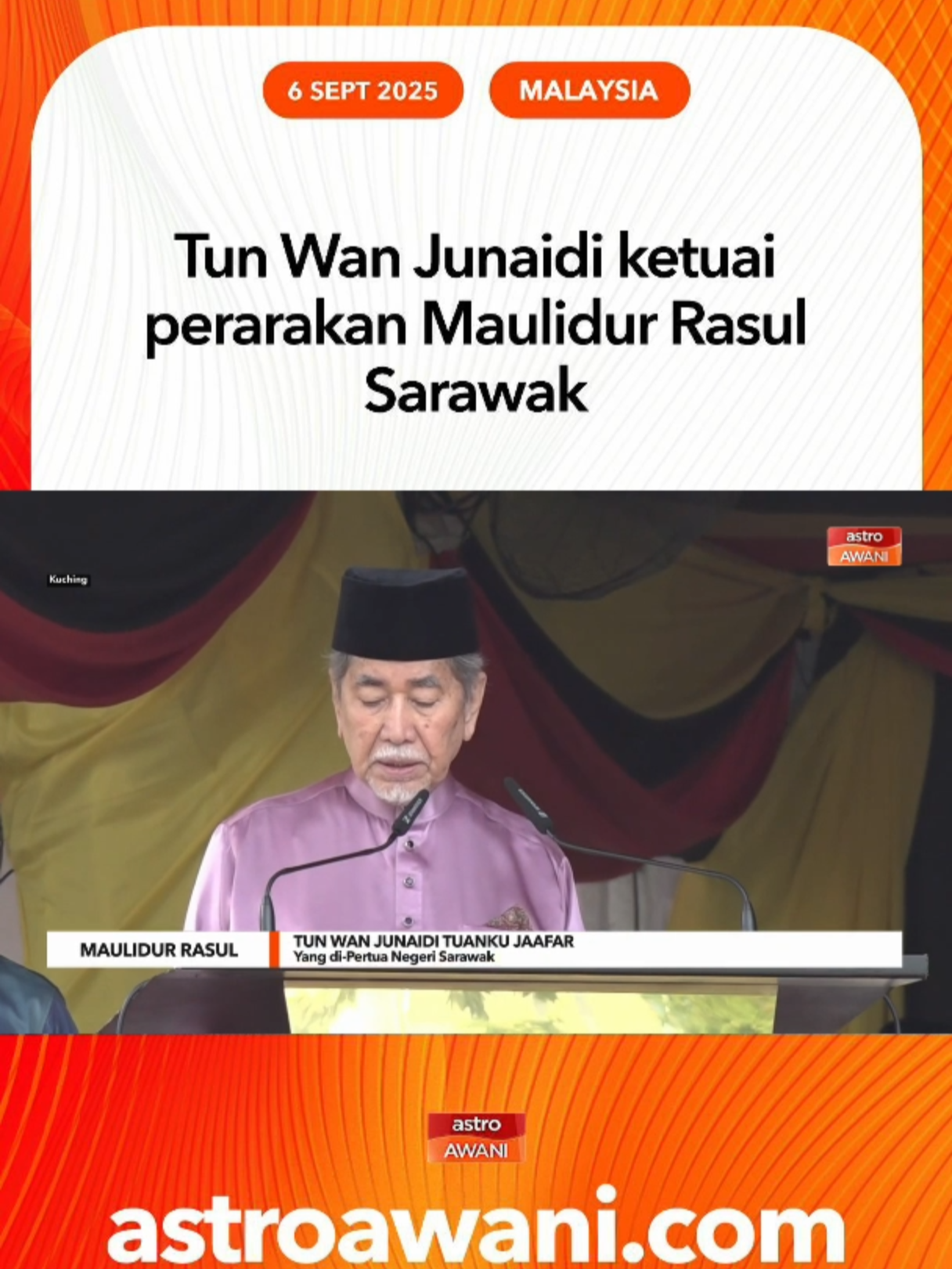 Tun Wan Junaidi dalam amanatnya sempena Maulidur Rasul menekankan kepentingan keharmonian kaum dan toleransi beragama yang menjadi asas kekuatan negeri. #AWANInews #AWANIBorneo