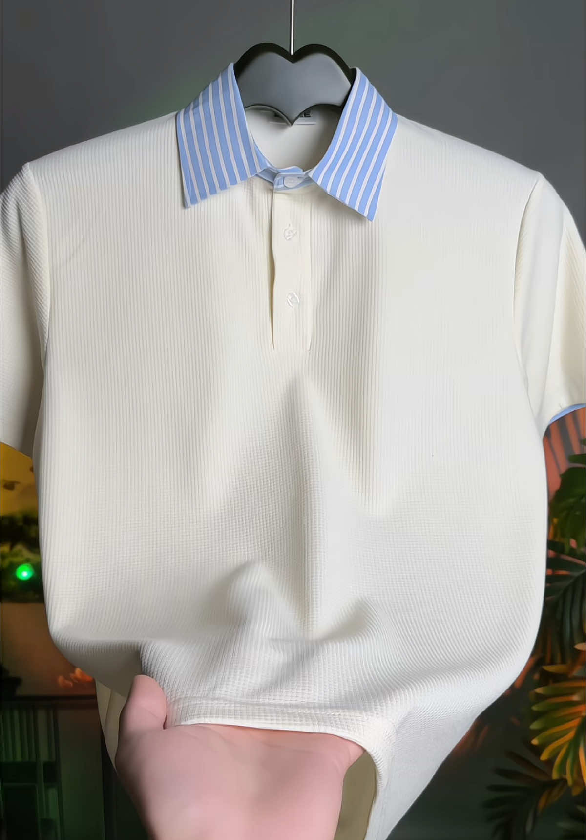 Áo Polo Ngắn Tay Phối Sơ Mi Kẻ Sọc Xanh ZUTEE Áo Phông Vải Cotton Tổ Ong Cao Cấp #aopolo #aopolonam #thoitrangnam #viralvideo #xuhướng 