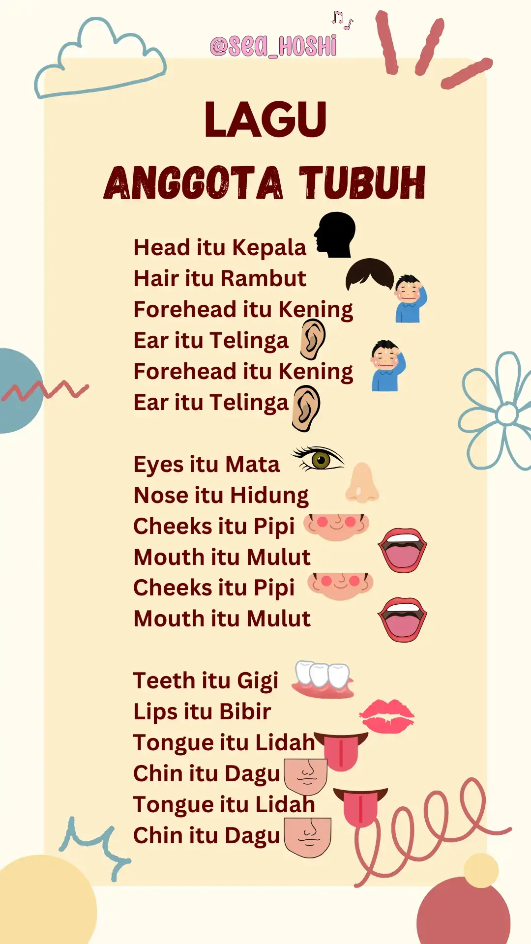 Belajar anggota tubuh dalam bahasa Inggris sambil bernyanyi 🥰🥰  #satukontentiaphari #laguanaktk #laguanakanak #laguedukasi #laguanak 