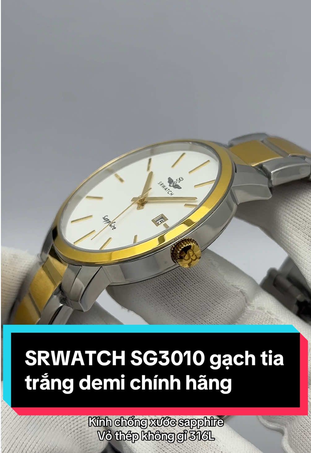 SRWATCH SG3010 mặt gạch tia trắng demi  Size 40mm  Hàng chính hãng Srwatch Nhật Bản Máy Nhật 3 kim, ô lịch ngày Kính chống xước sapphire Vỏ thép không gỉ 316L #donghonamchat #dongho #donghonam #donghochinhhang #donghonamchinhhang 