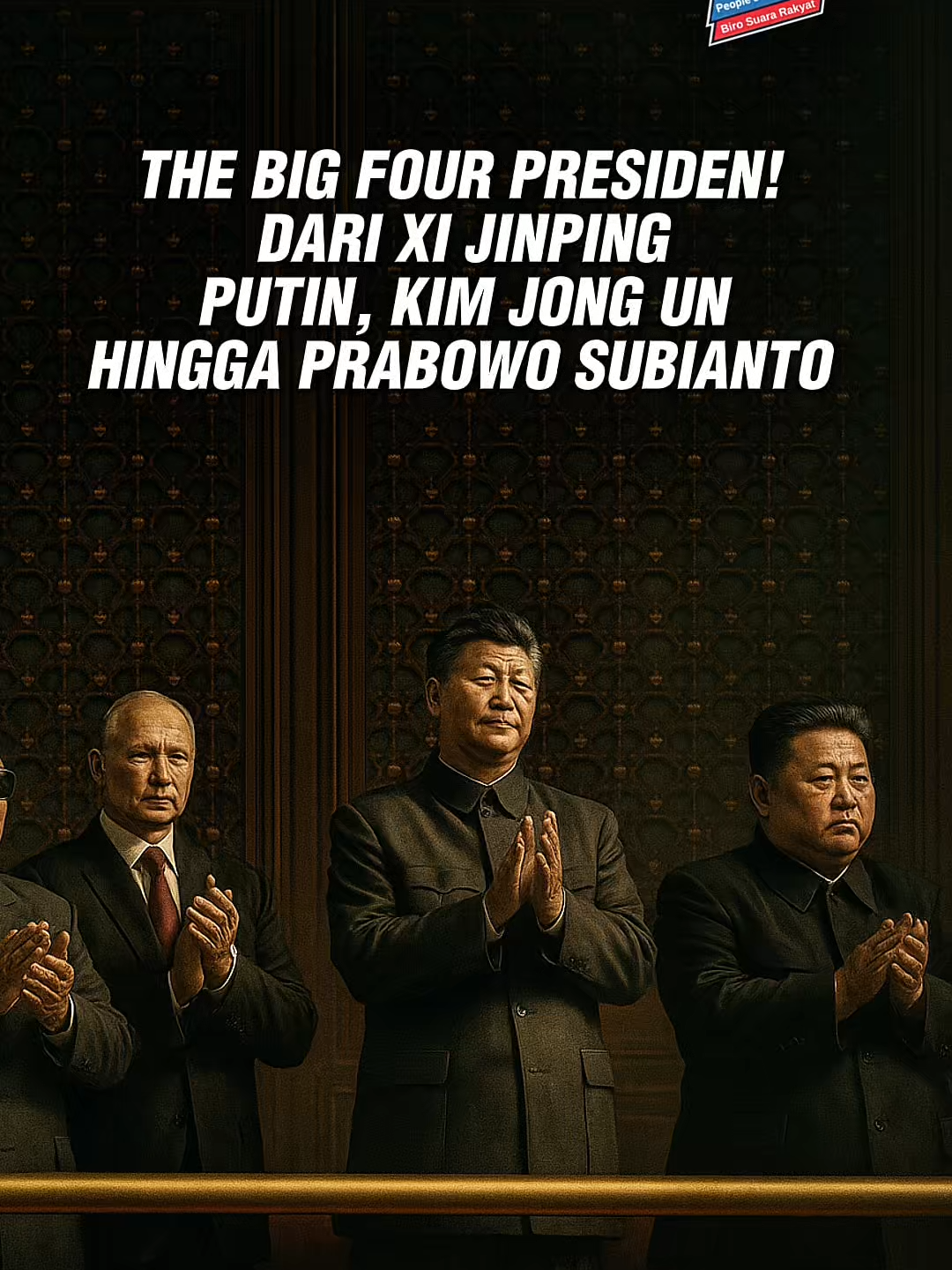 Barisan paling depan dunia: Xi Jinping, Putin, Kim Jong Un, dan Prabowo Subianto. Inilah The Big Four Presiden, simbol kebangkitan, perlawanan, dan kedaulatan. Indonesia kini berdiri sejajar di panggung kekuatan besar dunia.  #birosuararakyat #prabowosubianto #parademiliterchina #geopolitik #indonesia